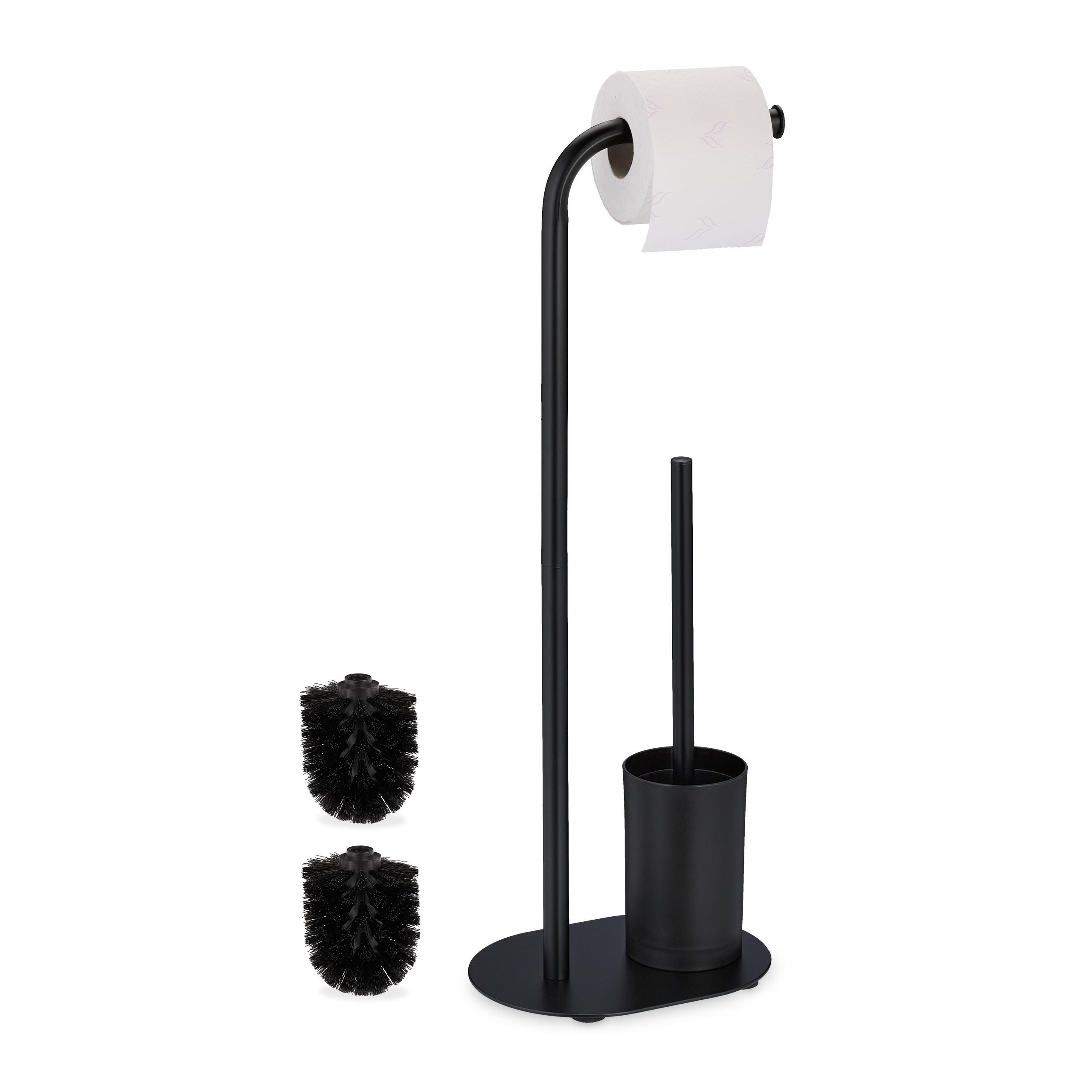 WC-GARNITUR - Schwarz, Kunststoff/Metall (23/64.5/17cm) - Relaxdays