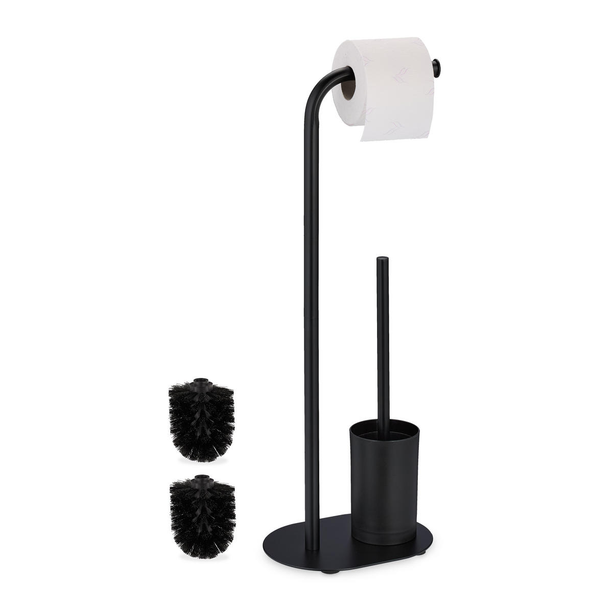 WC-GARNITUR - Schwarz, Kunststoff/Metall (23/64.5/17cm) - Relaxdays