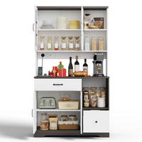 BUFFETSCHRANK 105/40/185 cm Natur/Weiß aus MDF mit LED und Steckdosen - Naturfarben, Holzwerkstoff (105/185/40cm) - OKWISH