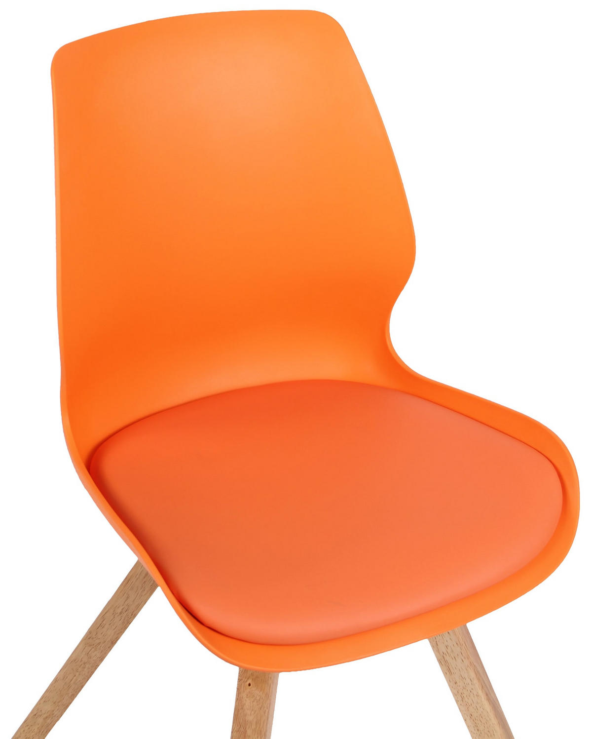 STUHL 2er Set Kunststoff orange - Eukalyptusholzfarben/Orange, Holz/Kunststoff (48/87/58cm) - CLP