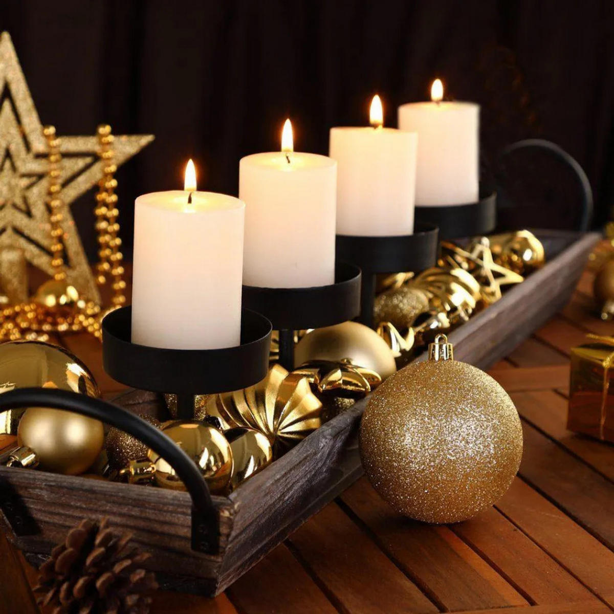 WEIHNACHTSKUGELN 100-tlg Gold Kunststoff Innen Außen Christbaumschmuck - Goldfarben, Kunststoff (30/25/10cm) - JUNG