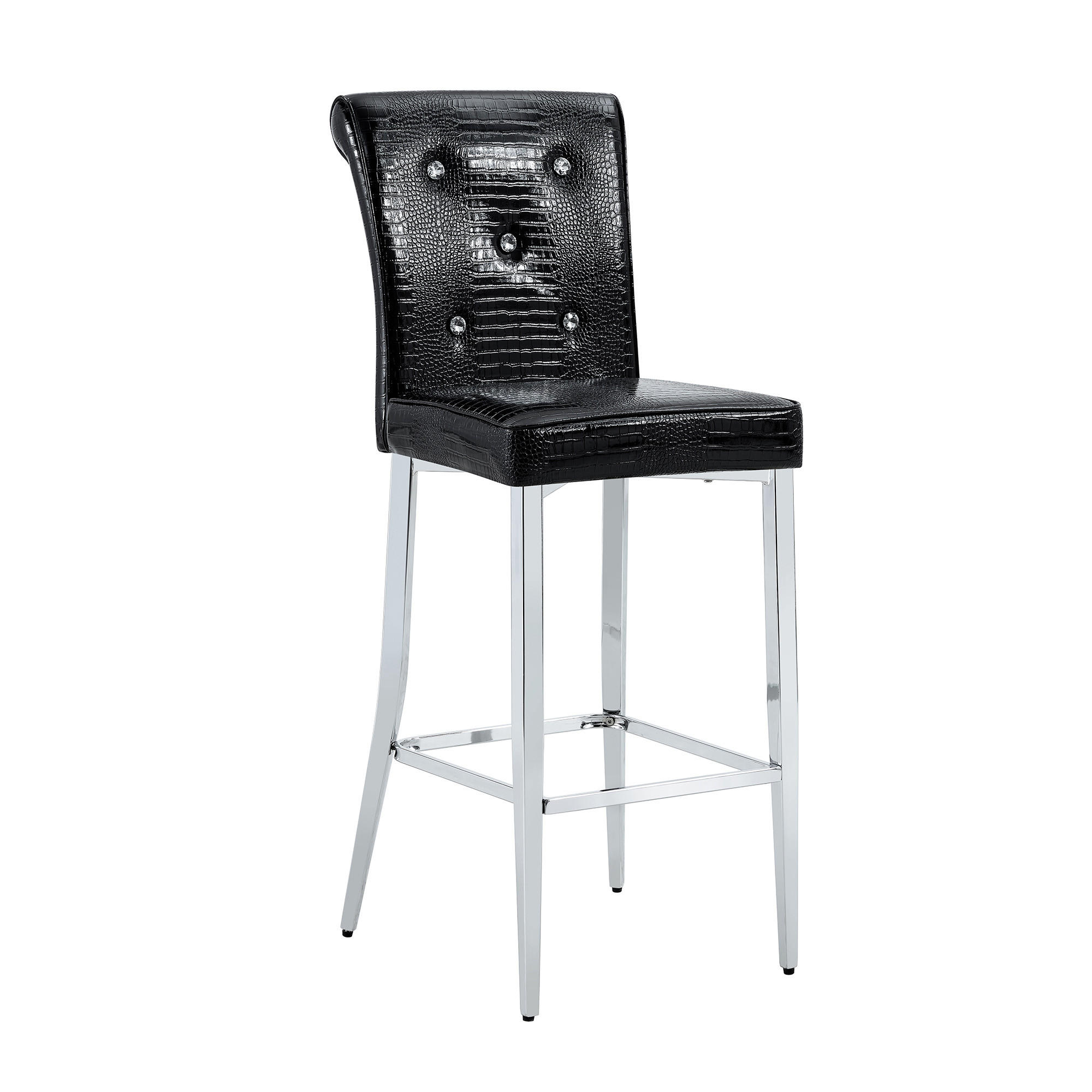 BARHOCKER DE-36799 2er-Set mit Krokodil-Leder-Optik Schwarz - Schwarz, Metall (43.2/114.3/54cm) - ComfortXL