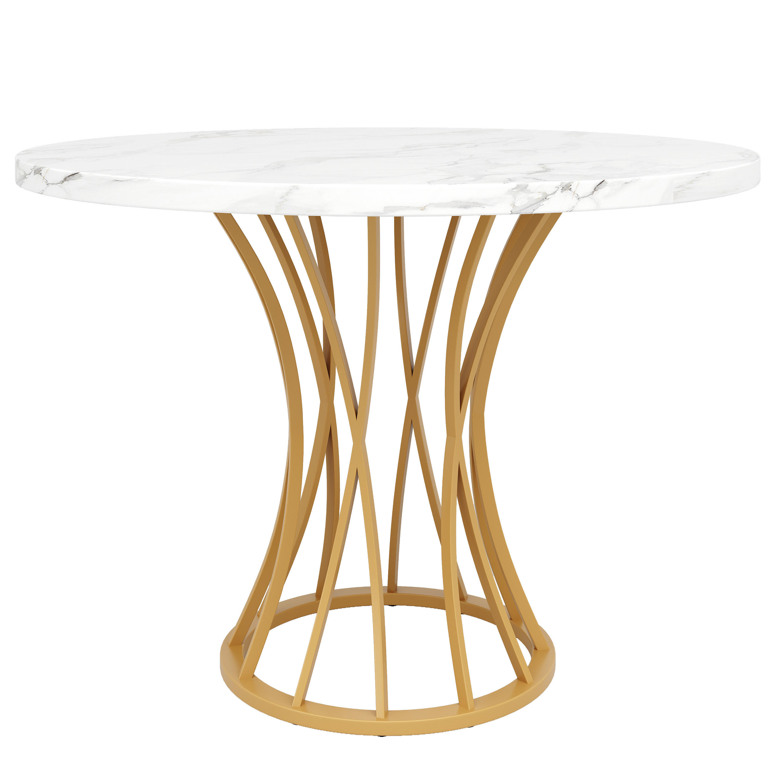 ESSTISCH Marmoroptik Weiß/Goldfarben 80/80/76 cm - Goldfarben, Holz (80/80/76cm) - PANGIVO