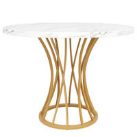 ESSTISCH Marmoroptik Weiß/Goldfarben 80/80/76 cm - Goldfarben, Holz (80/80/76cm) - PANGIVO