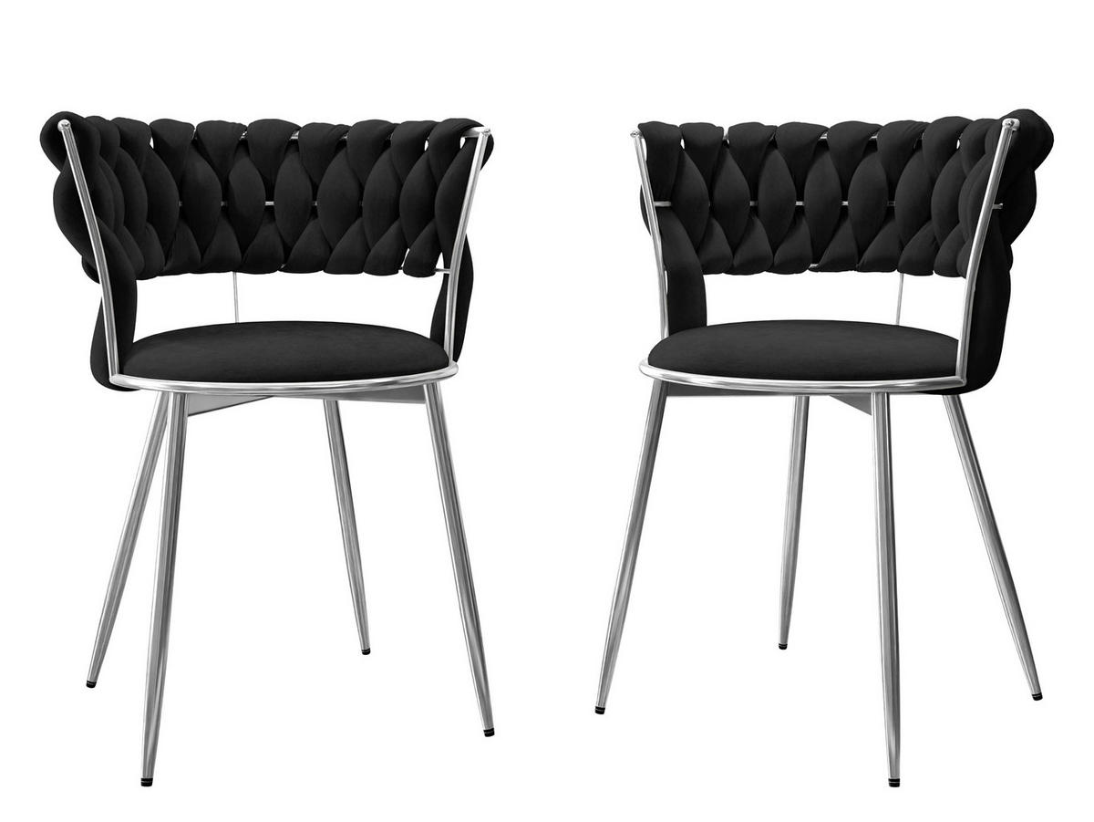 STUHL 2er-Set Muz DC-1141/CM (2 Stück in Samt) - Chromfarben/Schwarz, Textil/Metall (57/74/52cm) - MIRJAN24