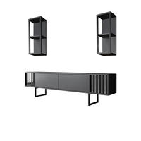 TV-MÖBEL Chrome Line Anthrazit-Schwarz - Anthrazit/Schwarz, Holz (180/48/30cm) - Habitat Garten