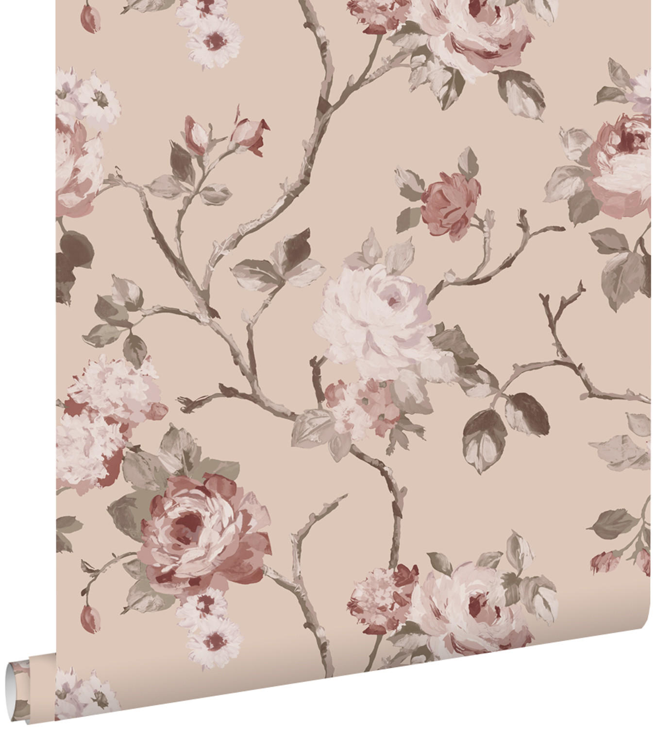 TAPETE Blumenmuster 53 cm x 10.05 m - Pink, Papier (53/1000cm) - ESTAhome