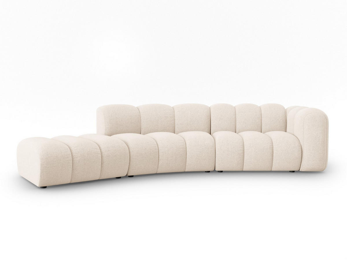 SOFA modular links Lupine aus Chenille-Stoff leichtes beige 5 Sitzplätze - Creme, Textil (166/70/335cm) - Micadoni
