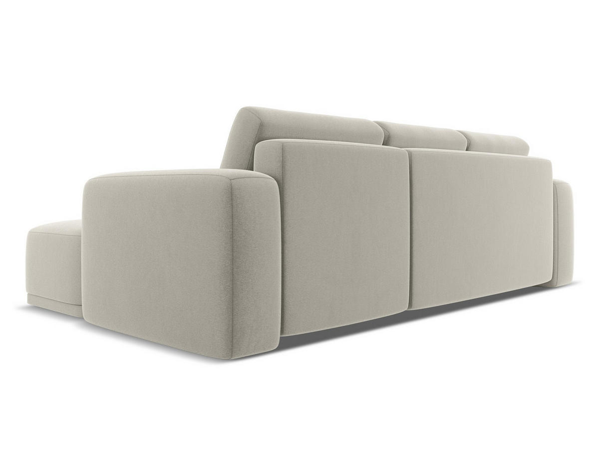 ECKSOFA mit Schlaffunktion Samt Stoff Creme - Perlmutt/Creme, Kunststoff/Textil (258/160cm) - Makamii