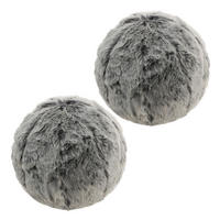 DEKOKISSEN Kunstfell Ball 2er-Set - Grau, Textil (30/30cm)