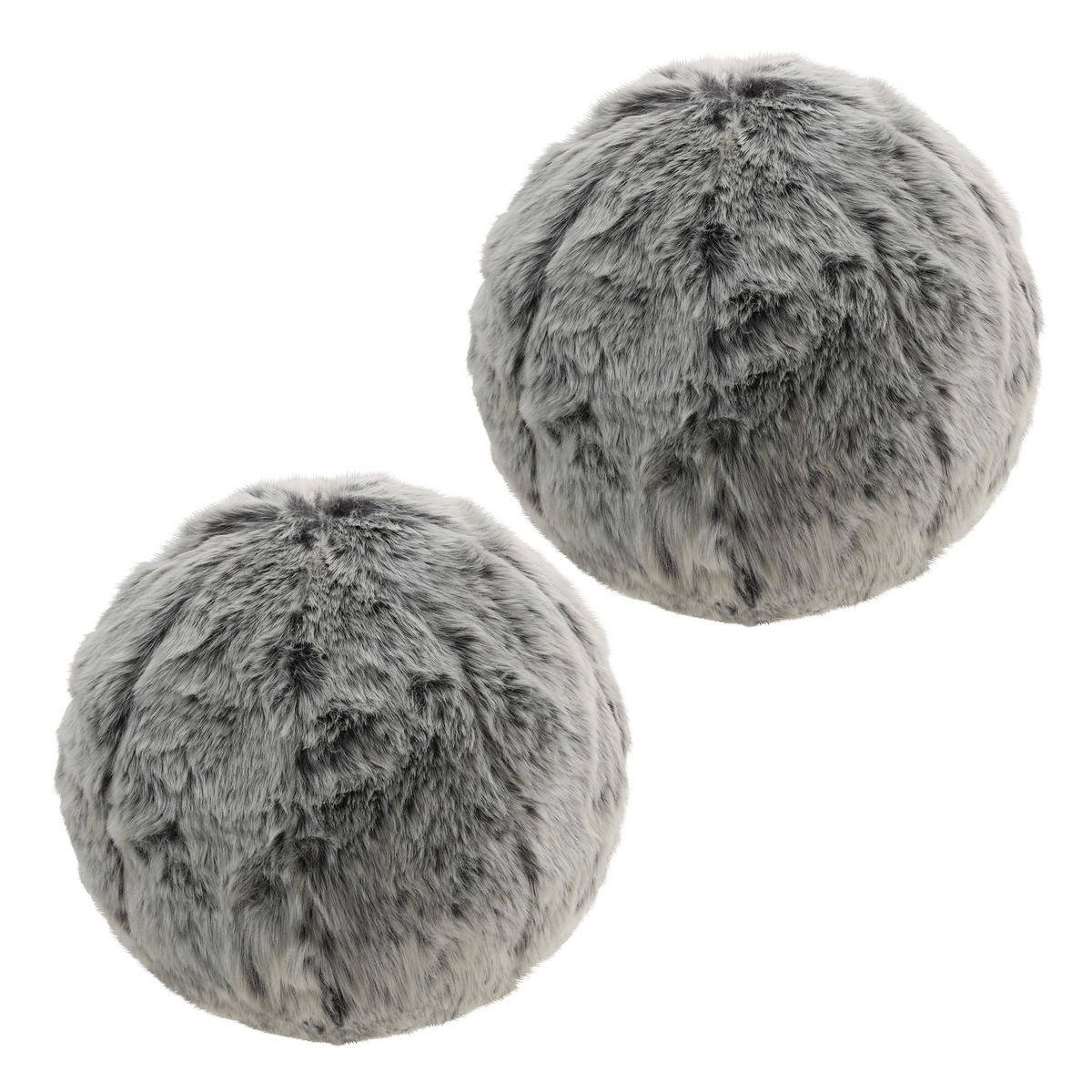 DEKOKISSEN Kunstfell Ball 2er-Set - Grau, Textil (30/30cm)