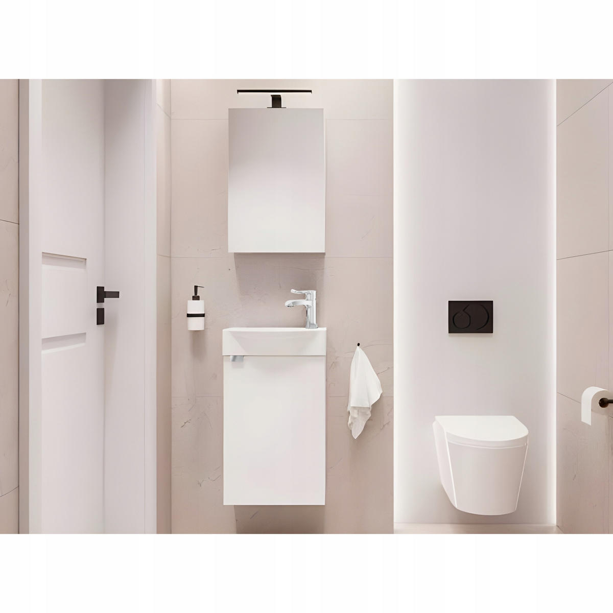 WASCHTISCHKOMBI 40cm mit Waschbecken + Armatur Weiß - Weiß, Holzwerkstoff (40/60/22cm) - Stamar