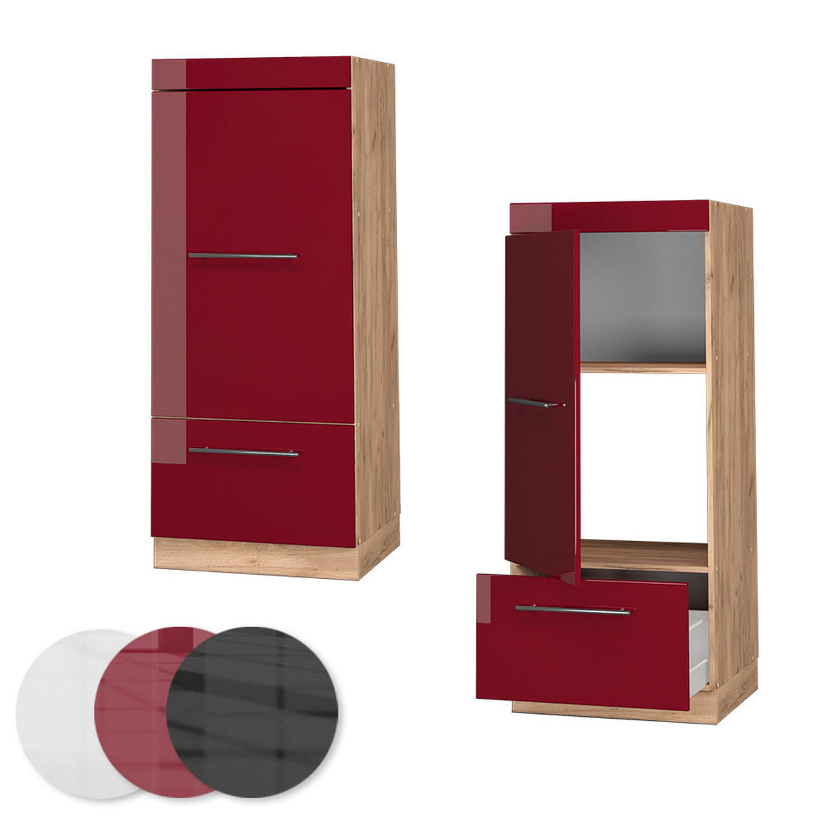 MIKROWELLENSCHRANK Fame-Line Bordeaux Hochglanz 60 cm - Honigeiche/Bordeaux, Holzwerkstoff (60/153.6/58.1cm) - Vicco
