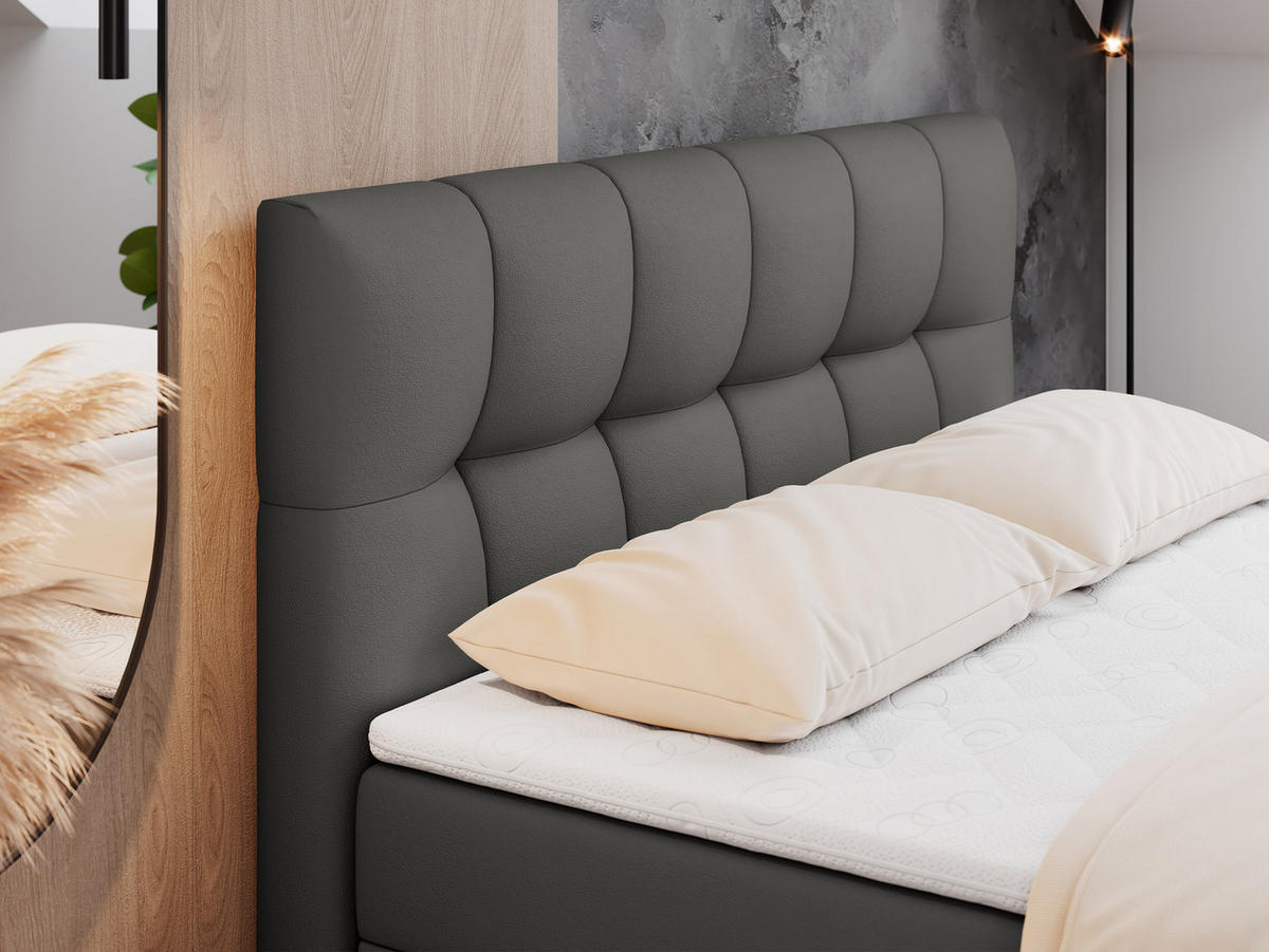 BOXBETT RICO 120/200 Dunkelgru Kunstleder - H3 - Dunkelgrau, Holz/Textil (120/200cm) - MKS