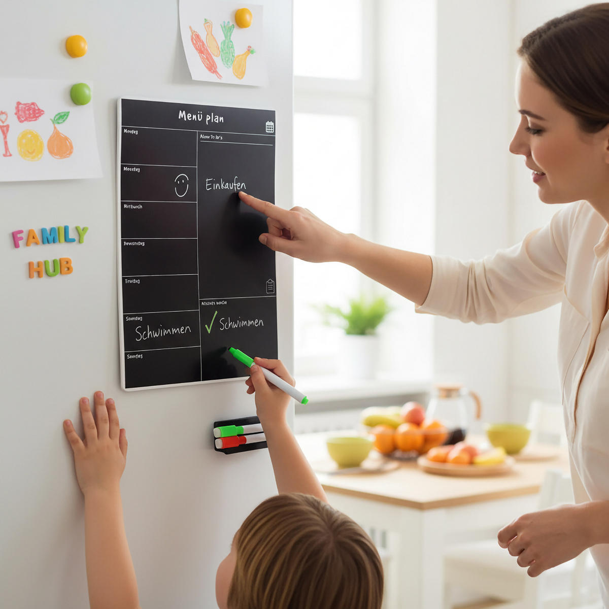 SPEISEPLAN Wochenplaner - Schwarz, Papier/Kunststoff (30/42/0.7cm) - Relaxdays