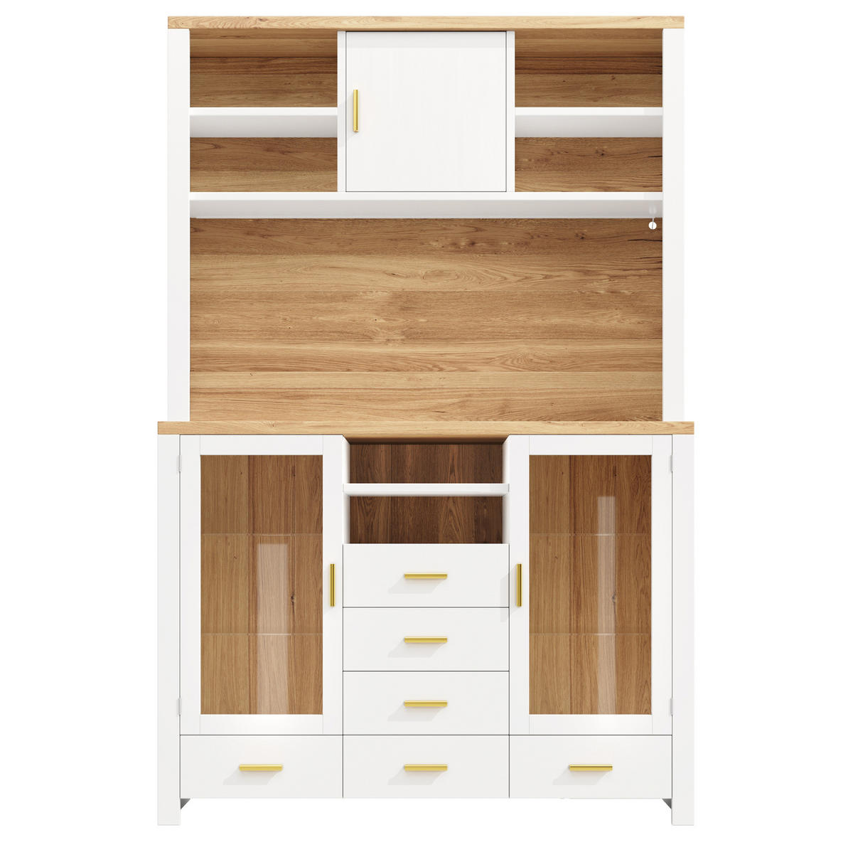 BUFFETSCHRANK 120/40/188 cm Weiß aus MDF mit LED-Lichtleiste - Weiß, Holzwerkstoff (120/188/40cm) - OKWISH