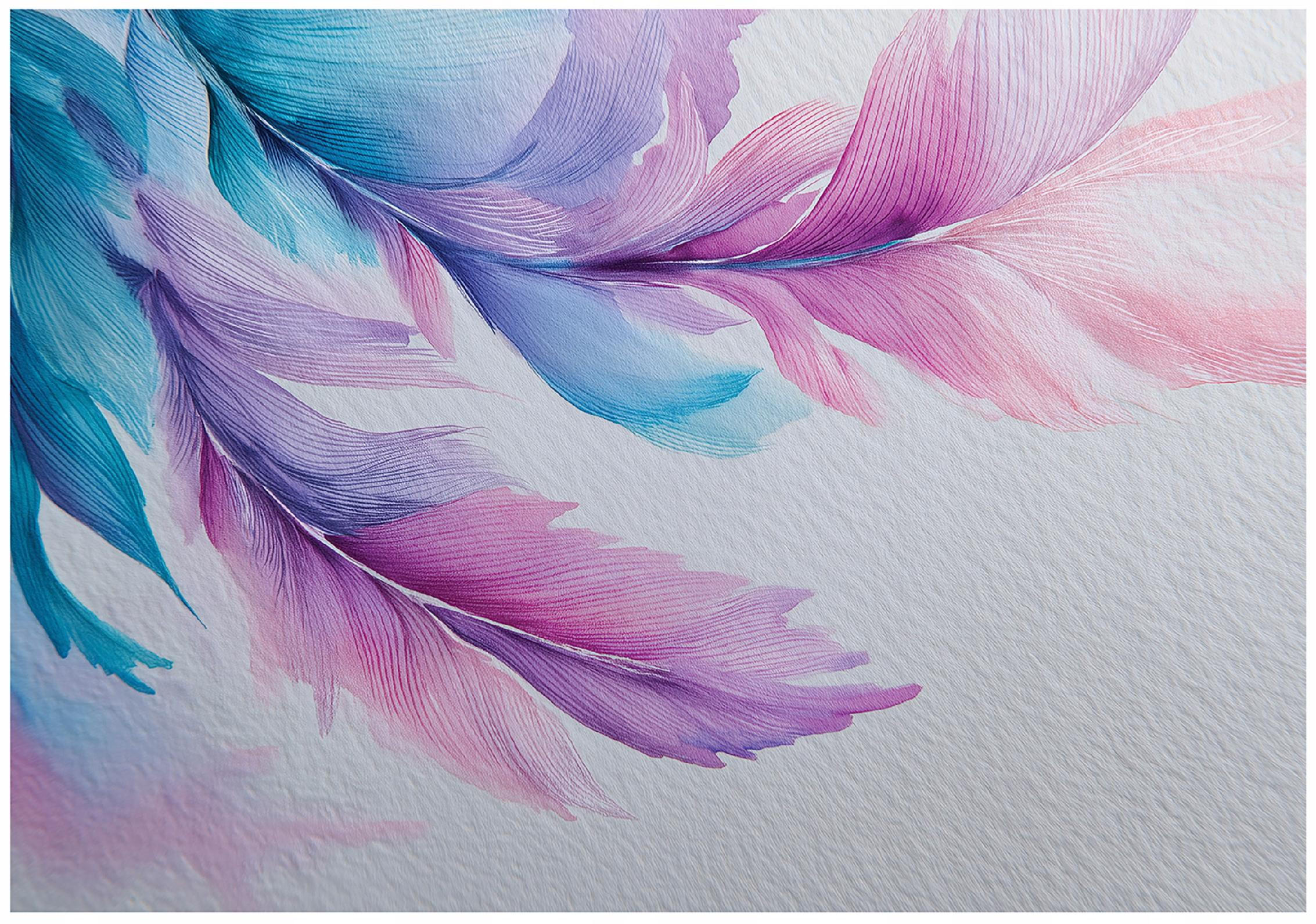 FOTOTAPETE Federn Abstrakt Lila 200x140 cm - Multicolor, Papier (200/140cm) - Wallarena