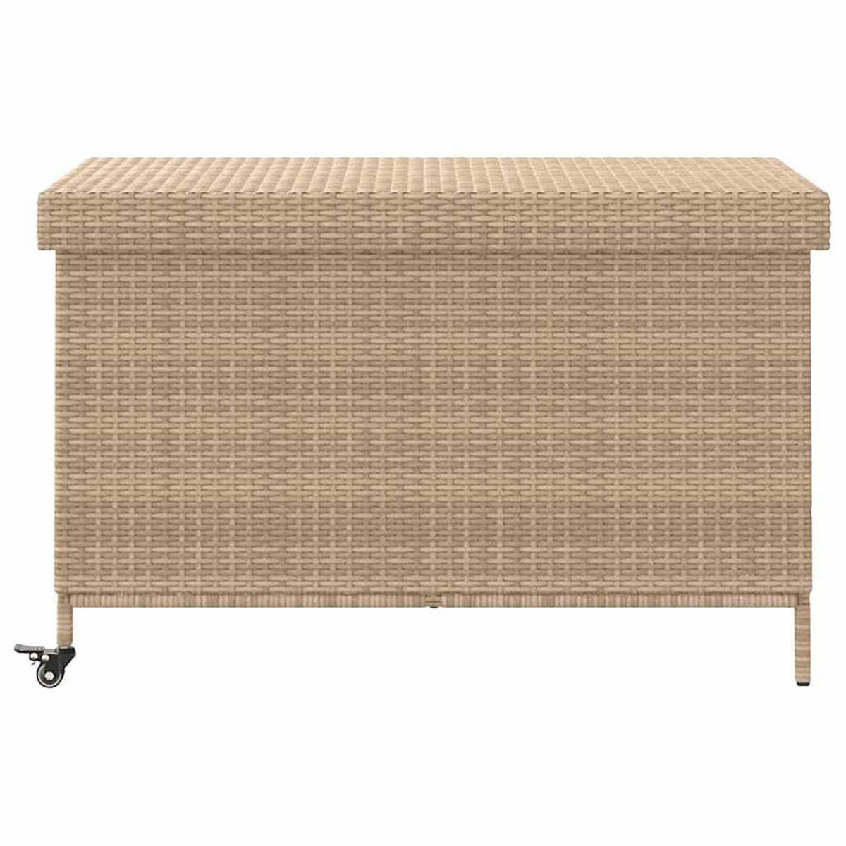 GARTENTRUHE Mit Rollen Beige 110/55/73 Cm Poly Rattan - Beige, Kunststoff (55/73/110cm) - vidaXL