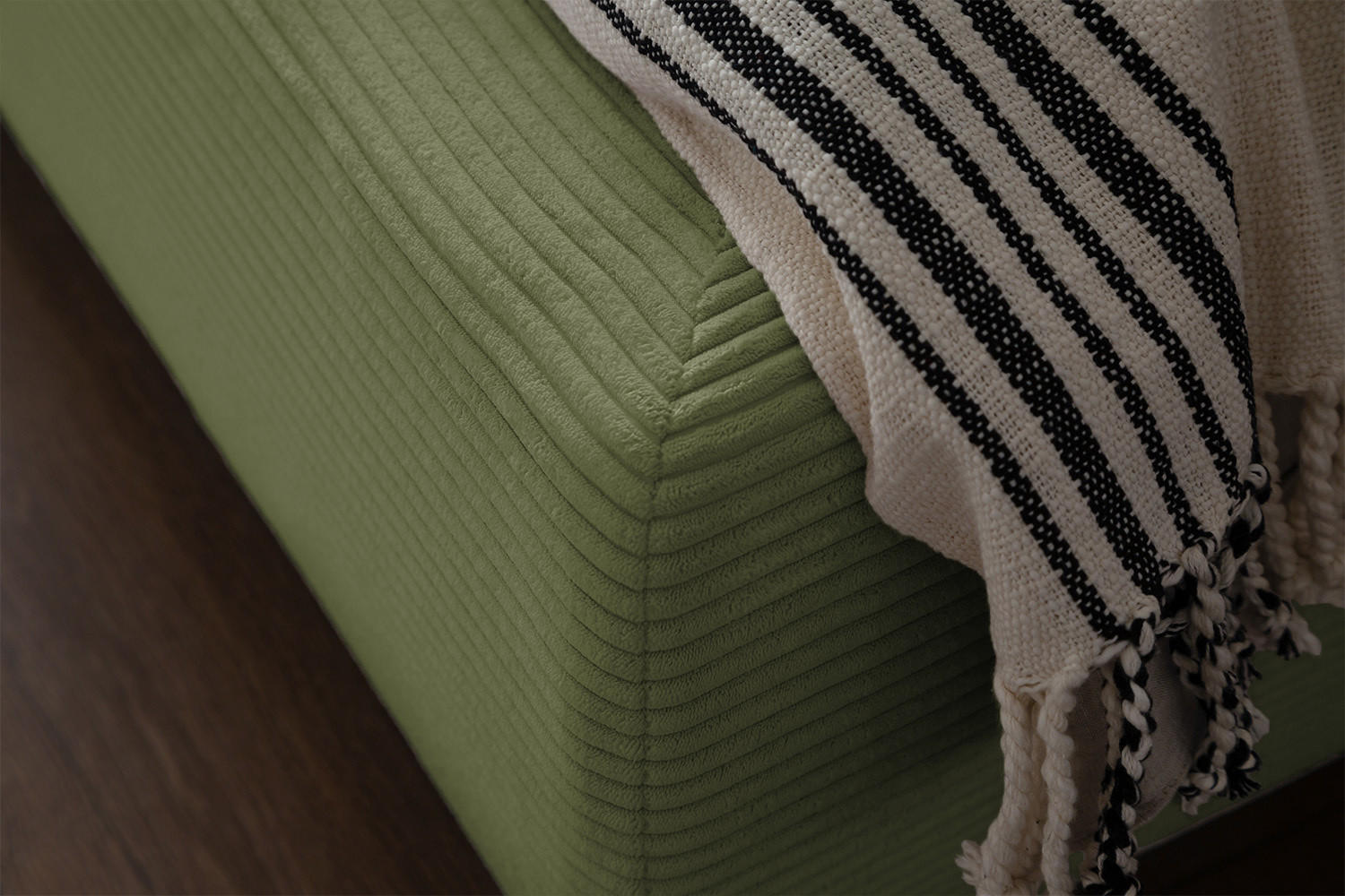 POLSTERBETT HENRY Grün Cord - Schwarz/Grün, Textil (180/200cm) - KAWOLA