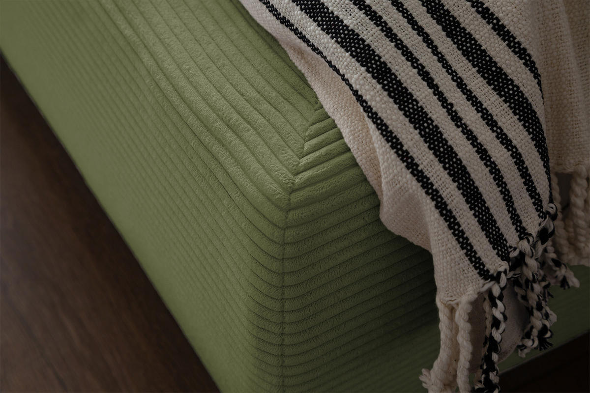 POLSTERBETT HENRY Grün Cord - Schwarz/Grün, Textil (200/200cm) - KAWOLA