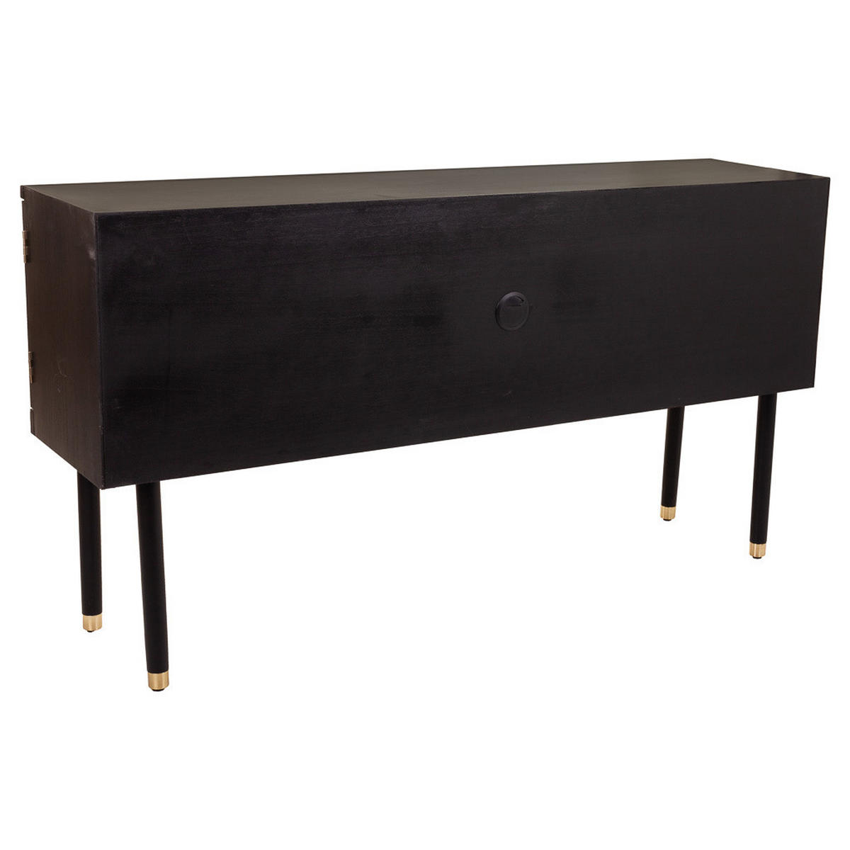 SIDEBOARD aus Holz und Bambusgitter mit zwei Türen, schwarz, 153x38x81 cm - Schwarz, Holz (152.5/81/38cm) - Wanderlust