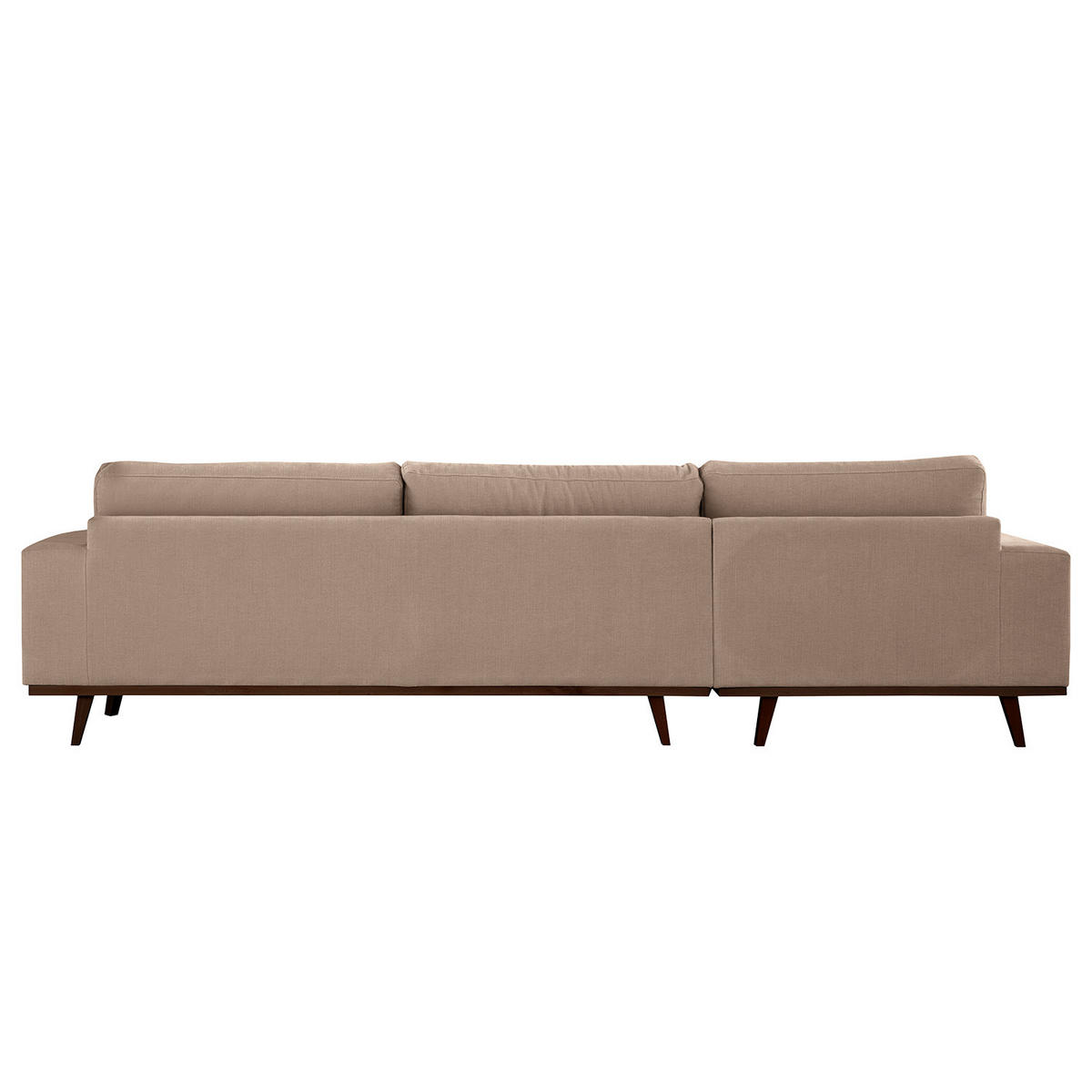 ECKSOFA mit Longchair - Taupe/Buchefarben, Buchenholz/Textil (281/153cm) - home24