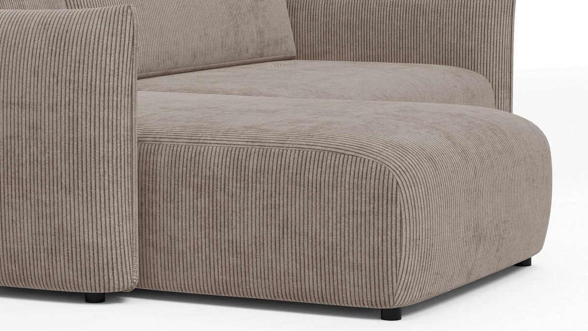 ECKSOFA TAUER 3-Sitzer rechts, taupe - Taupe/Schwarz, Holz/Textil (248/173cm) - Courtois Laville