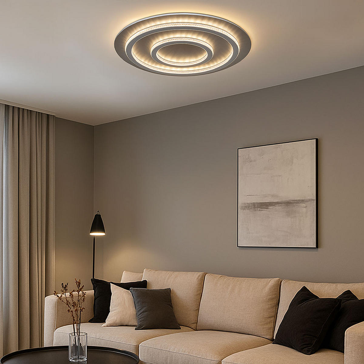 LED DECKENLEUCHTE Jayden Anthrazit Kristalle - Anthrazit, Metall (55/55/6cm) - Globo Lighting