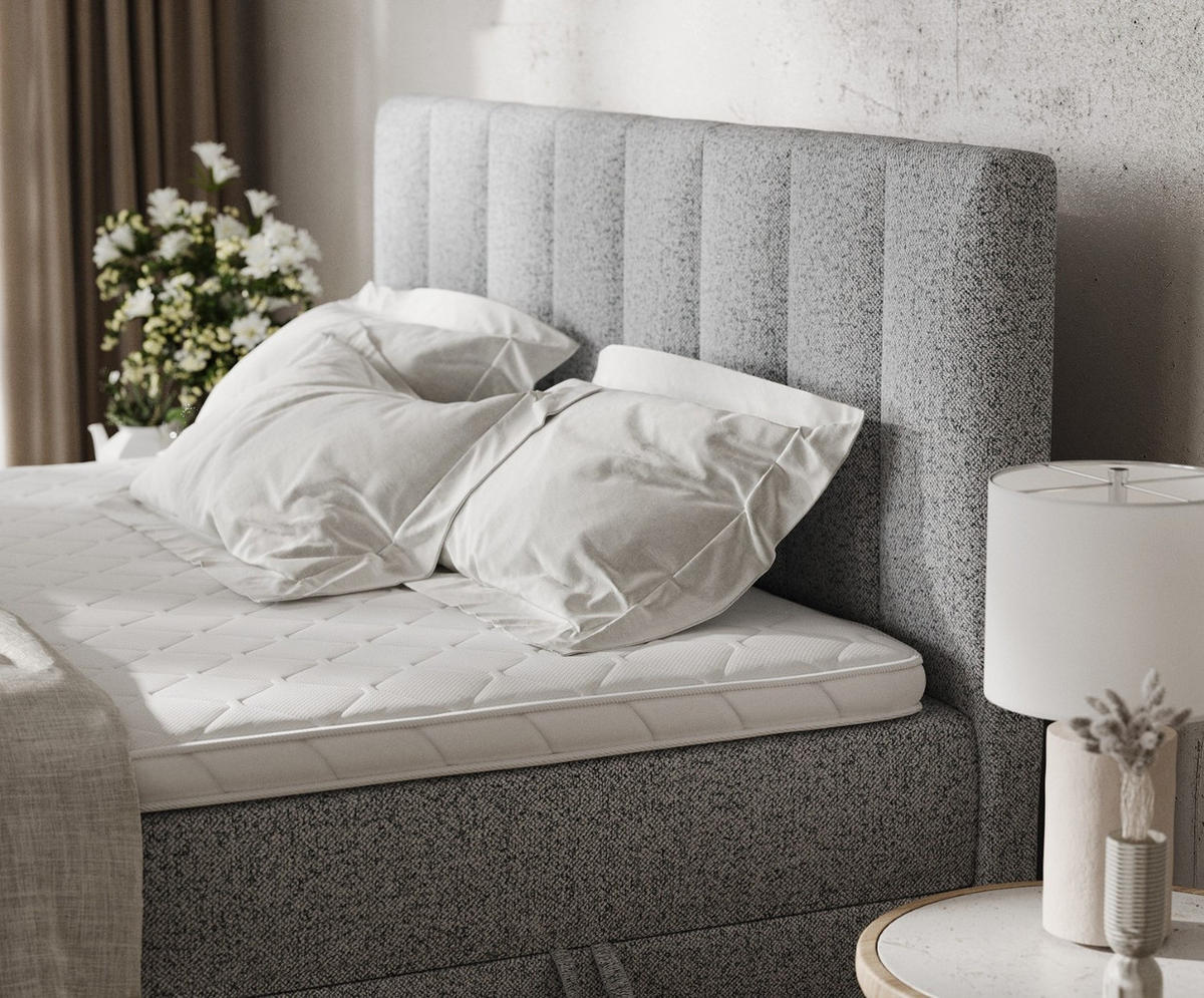 BOXBETT Bari 200/200 cm Grau im Riva Stoff - Grau, Holz/Holzwerkstoff (200/200cm) - AltaBeds