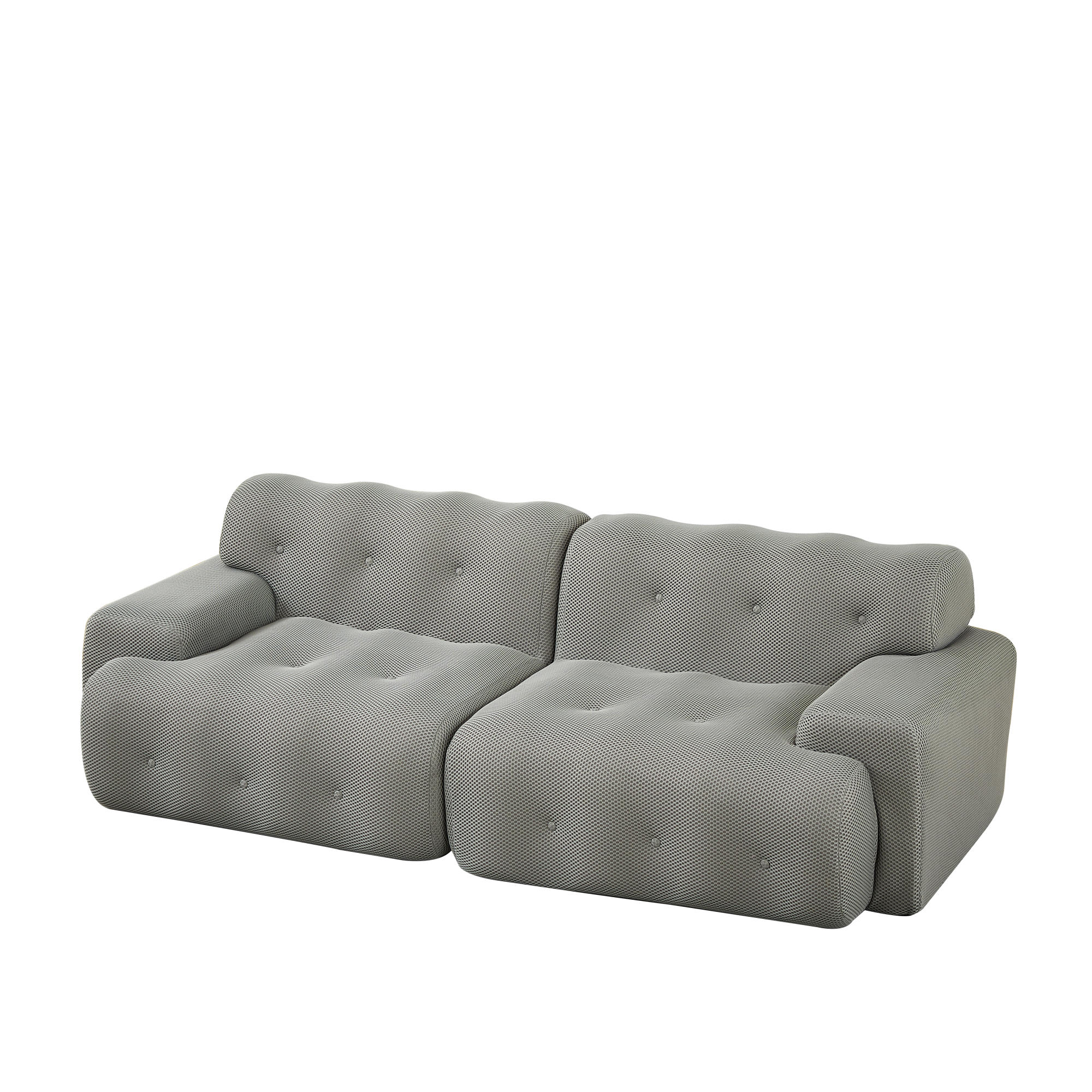 OKWISH POHOVKA 224/104/66 cm šedá z látky se širokými područkami a bez montáže