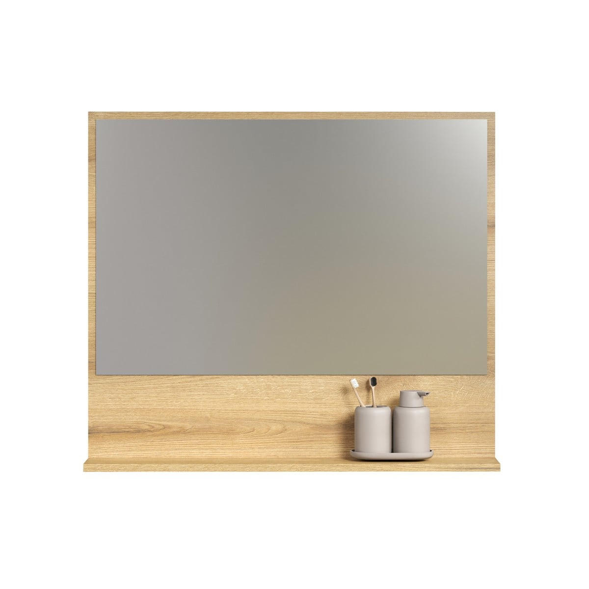 WANDSPIEGEL mit 1 ablage - purebliss 80/14/74 cm - Eichefarben, Holzwerkstoff (80/74/14cm) - Trendteam