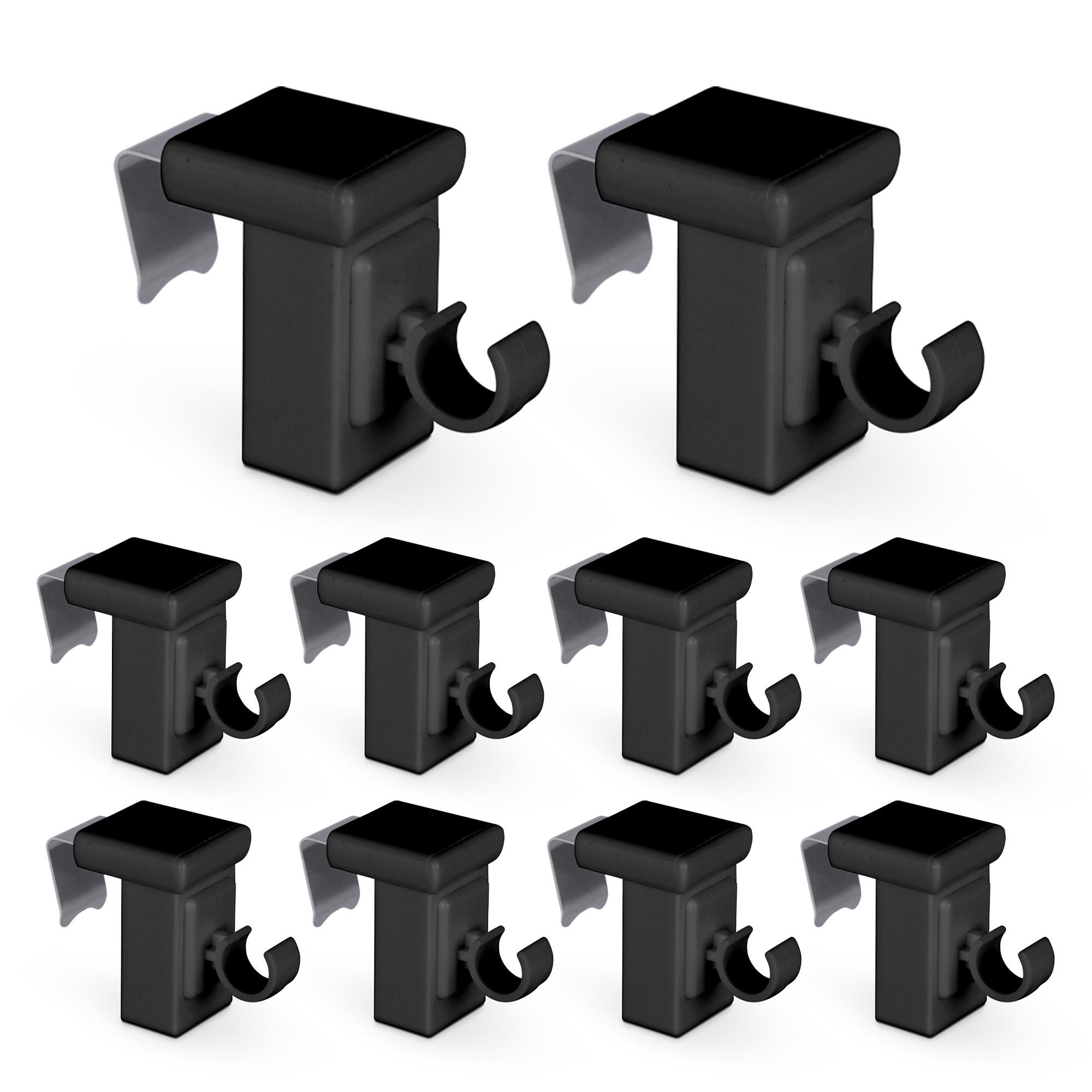 KLEMMTRÄGER für Cafehausstangen 10er Pack - Schwarz, Kunststoff (2/4/4cm) - Bestlivings