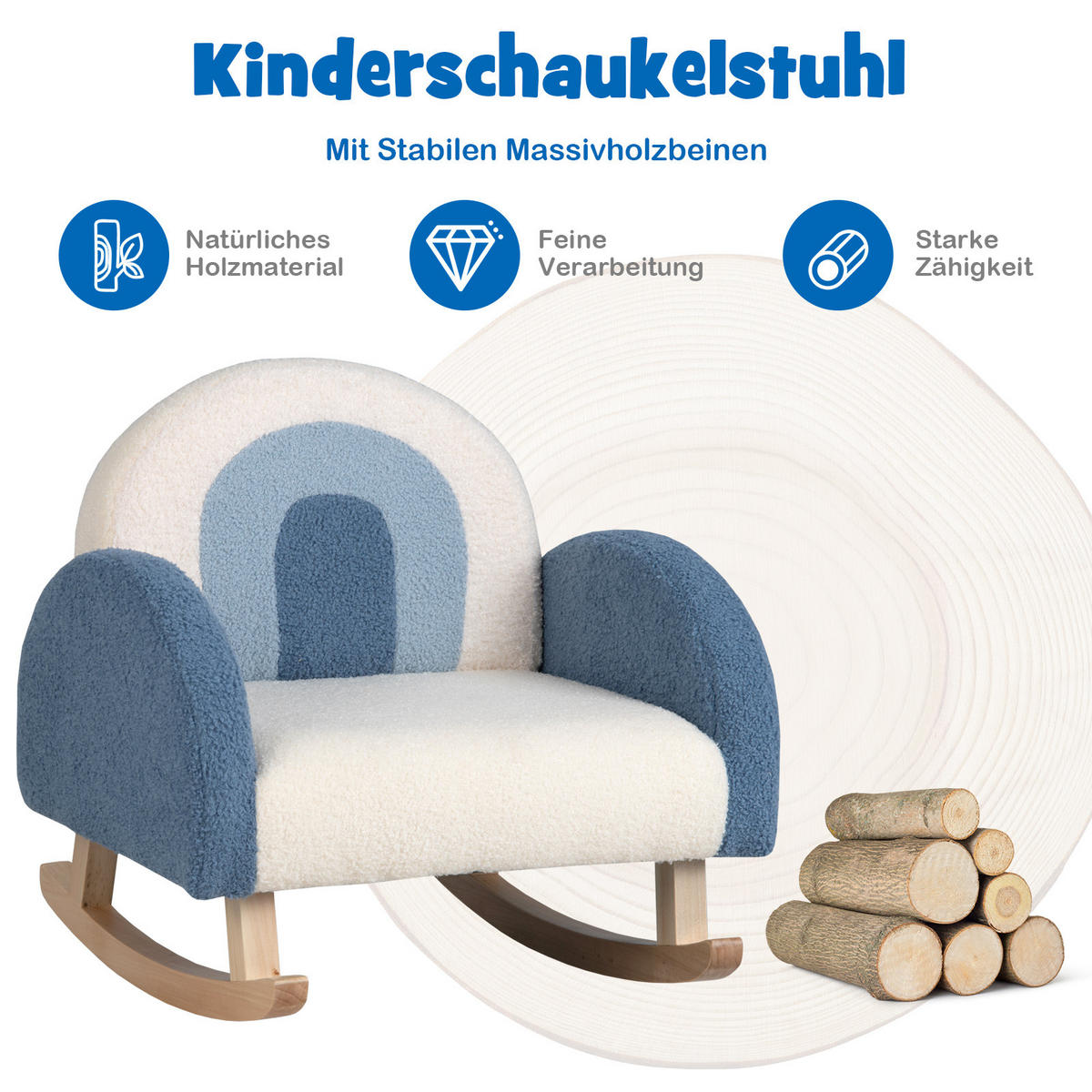 KINDERSOFA 51cm Blau - Blau, Textil (49/51/51cm) - COSTWAY