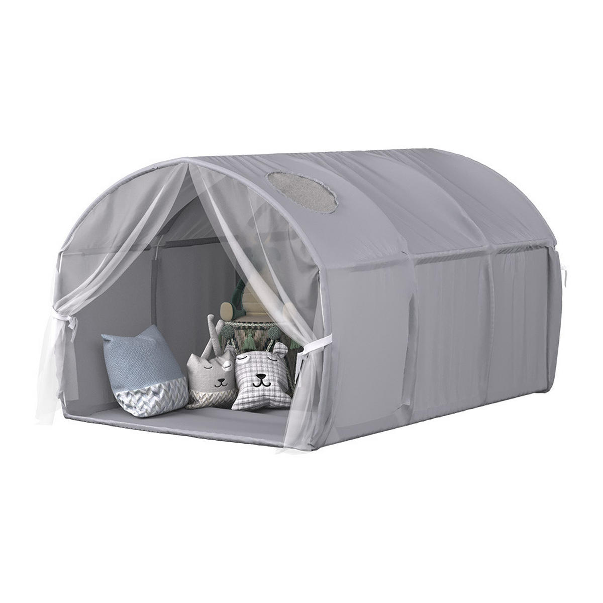 TUNNELZELT Kubby Grau 100 x 80 cm mit Fenster und Netz - Grau, Textil (100/140cm) - VitaliSpa