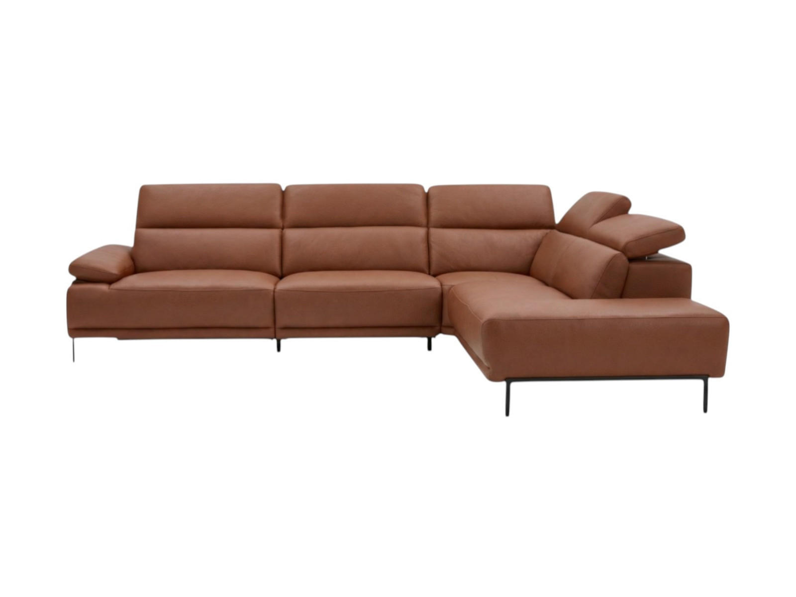 ECKSOFA Fiesta Echtleder Cognacbraun - Cognac, Leder/Metall (282/220cm)