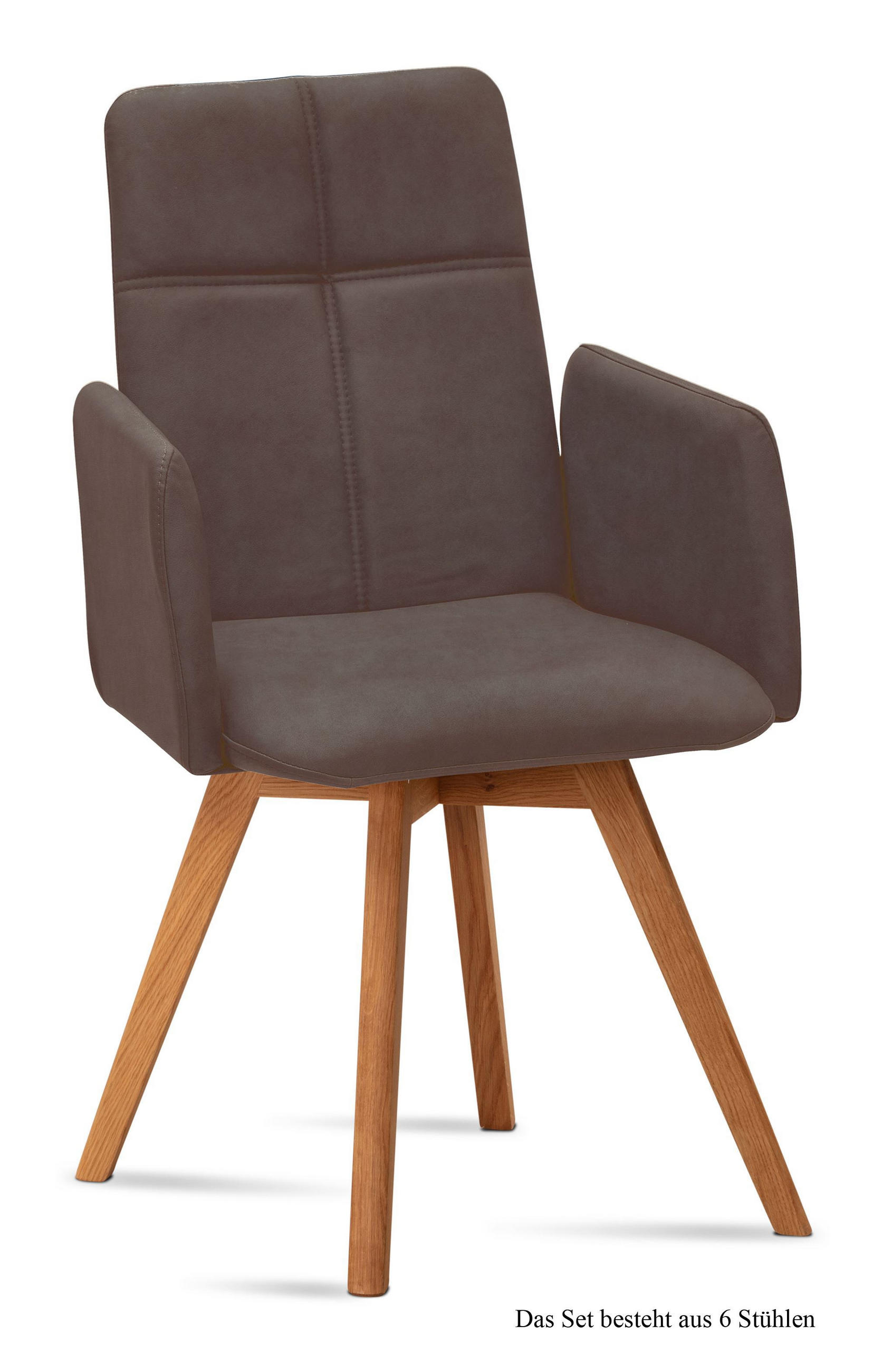ARMLEHNSTUHL (6er-Set) Dinah 52x92x60 Eiche geölt/Braun - Eichefarben/Braun, Kunststoff (60/92/52cm) - 58aufmkessel