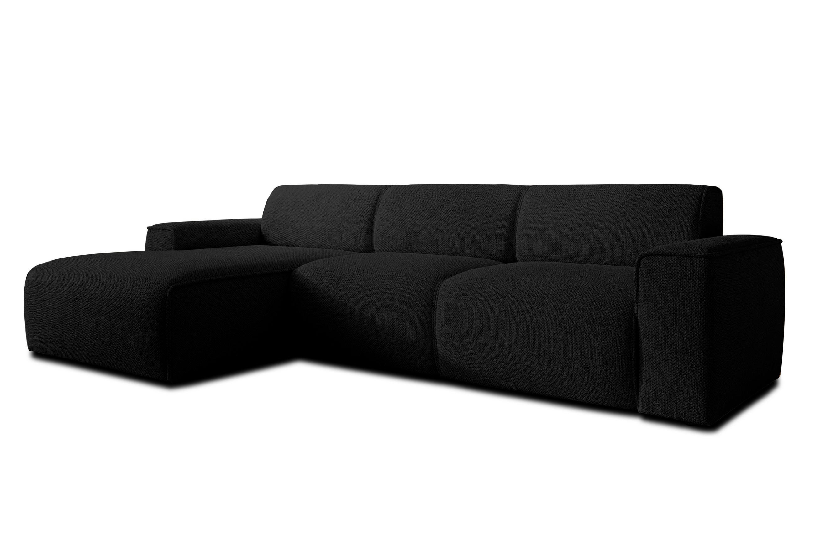 ECKSOFA L Form Didim mini Schwarz 310/165/78 cm – stilvolle kleine Eckcouch L - Schwarz, Kunststoff/Textil (165/310cm) - AX Living