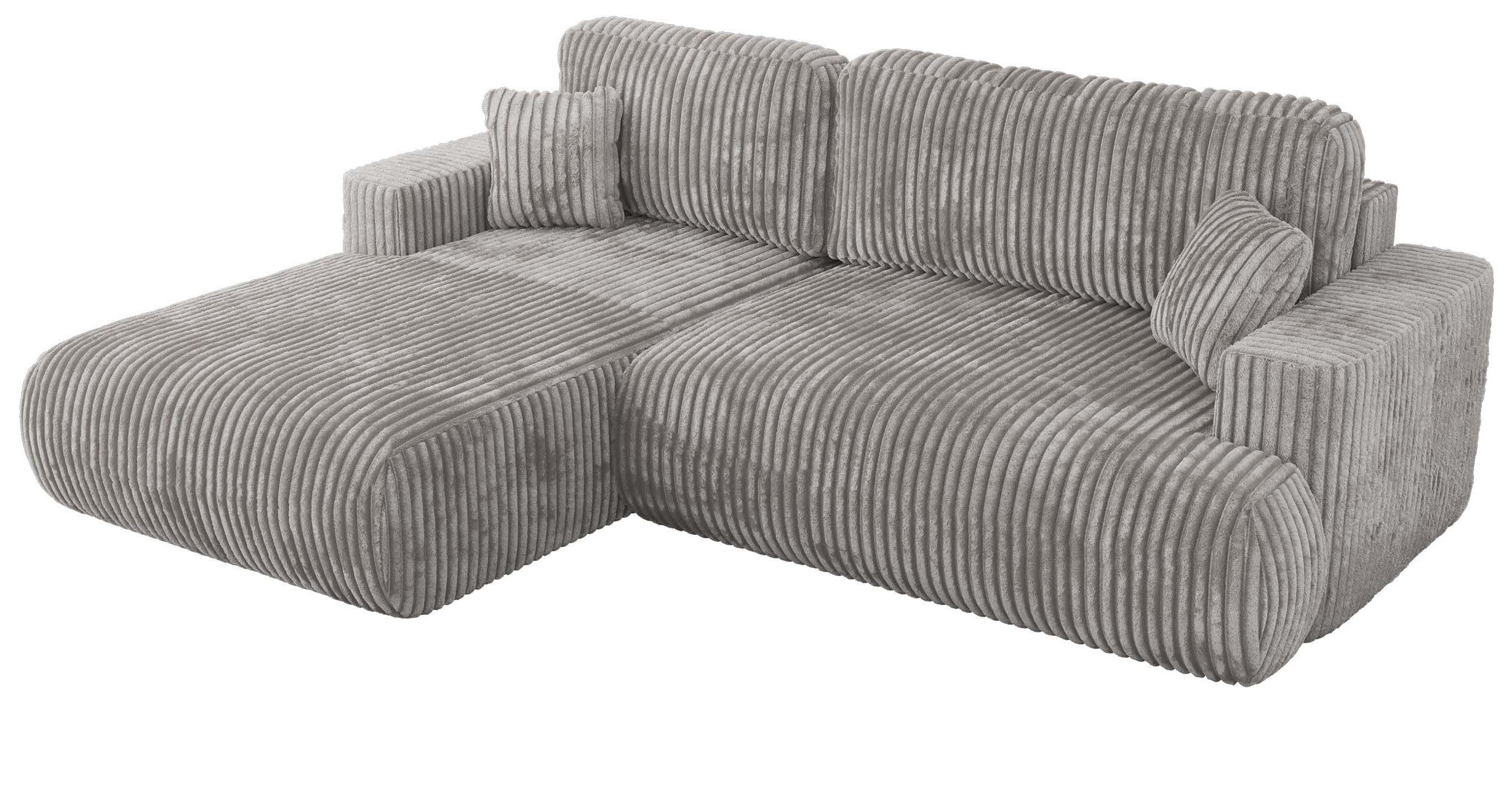 ECKSOFA OVO L Hellgrau Cord - Links Seite - Hellgrau/Schwarz, Kunststoff/Textil (271/195cm) - MKS