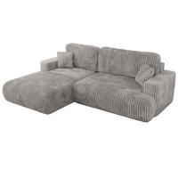 ECKSOFA OVO L Hellgrau Cord - Links Seite - Hellgrau/Schwarz, Kunststoff/Textil (271/195cm) - MKS