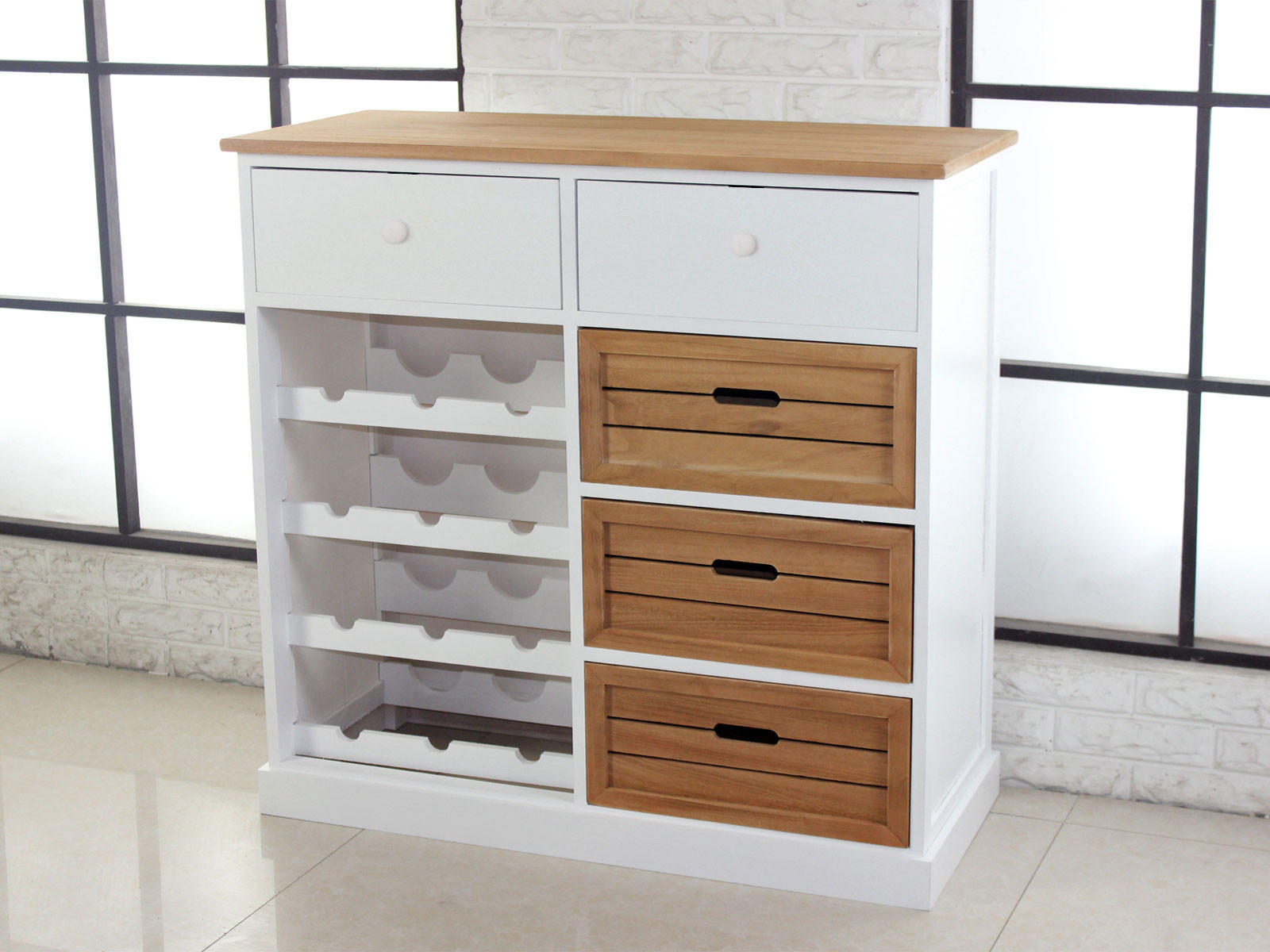 WEINREGAL MIT SCHUBLADEN Weiß, Braun - Weiß/Braun, Holz (87/86/37cm) - MCW