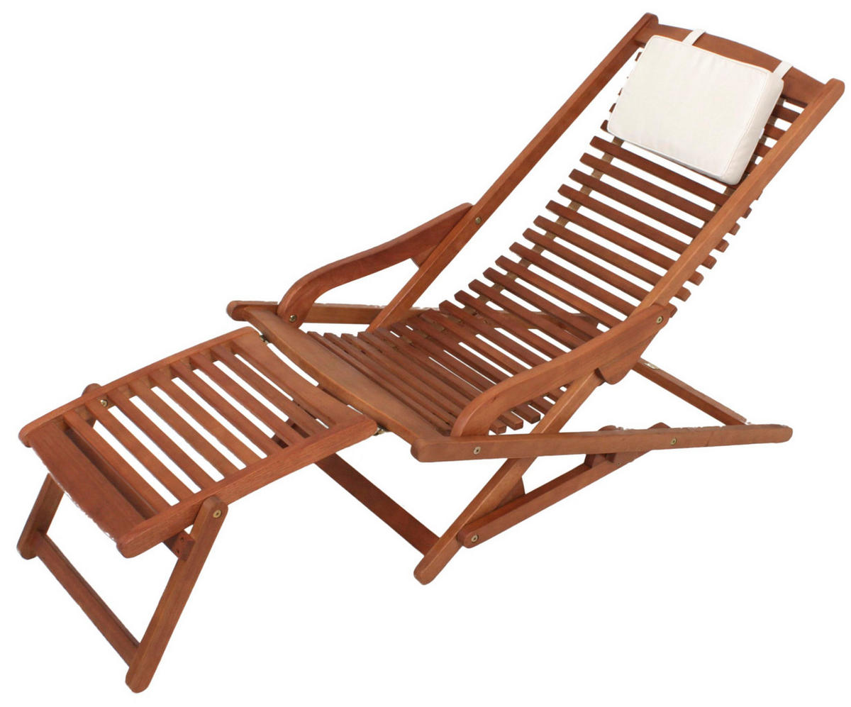 SONNENLIEGE Dorian Klappbar Natur Eukalyptus Gartenliege - Naturfarben, Holz (59.5/78/145cm) - DELUKE