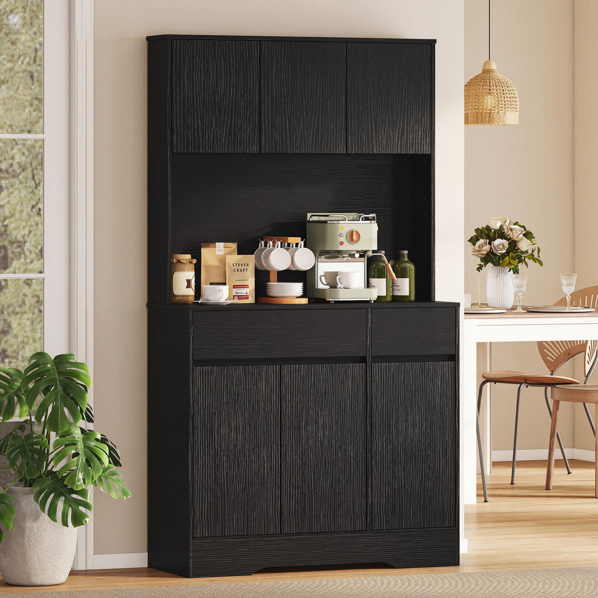 KÜCHENSCHRANK aus Spanplatte MDF 100/38/180 cm Schwarz - Schwarz, Holz/Holzwerkstoff (38/180/100cm) - HOMCOM