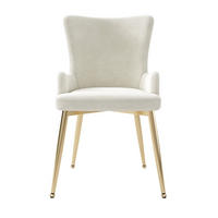 ESSTUHL 2er-Set Beige mit Samt und Metallbeinen - Goldfarben, Textil (55/85/45cm) - PANGIVO