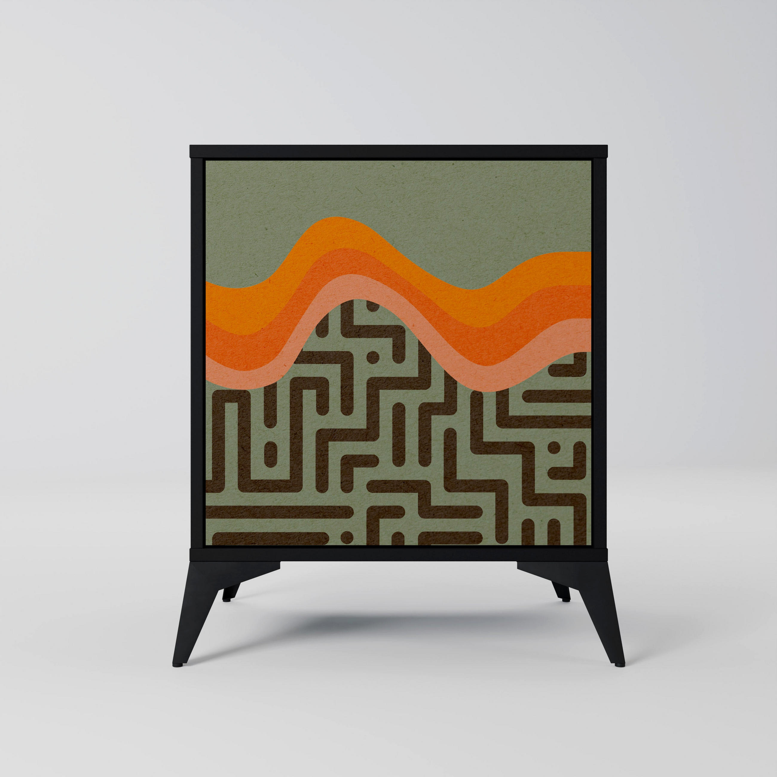 SIDEBOARD SIMPLE SOLUTIONS, Schwarz, 57,5x42x70,5 cm, Schwarze Metall-Sternfüße - Multicolor/Schwarz, Holzwerkstoff/Metall (57.5/70.5/42cm) - SpaceRebels