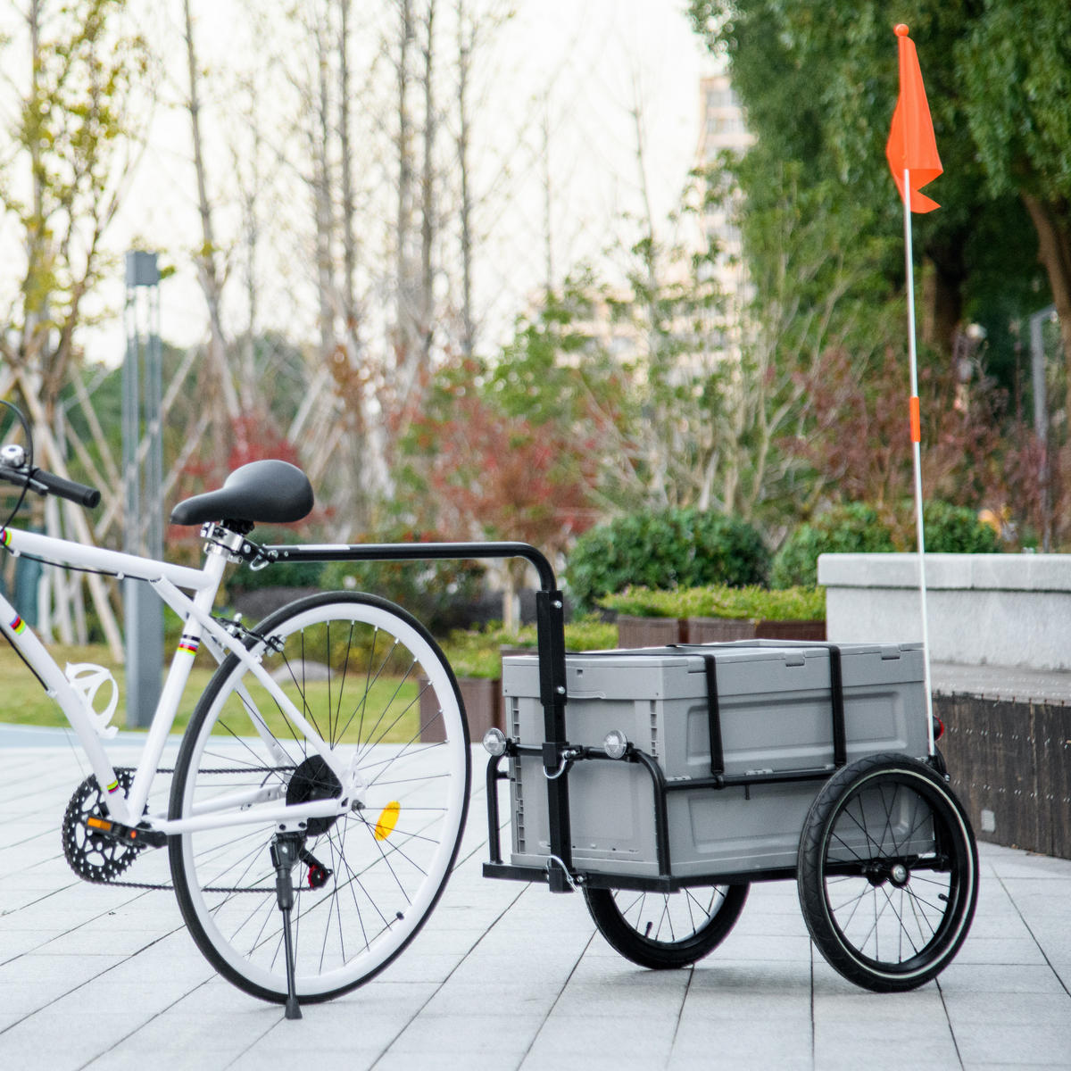 FAHRRADANHÄNGER DE-18150 65 L, abnehmbarer & klappbarer Koffer Grau - Grau, Metall (61/81/145cm) - ComfortXL