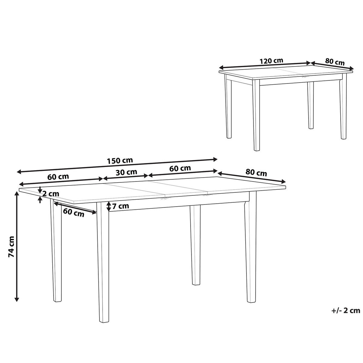 ESSTISCH 120-150/80/74 cm Hellbraun, Schwarz Rechteckig Houston - Hellbraun, Holz (150/80/74cm) - Beliani