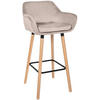 BARHOCKER Samt creme - Eukalyptusholzfarben/Creme, Holz/Textil (51/101/50cm) - CLP
