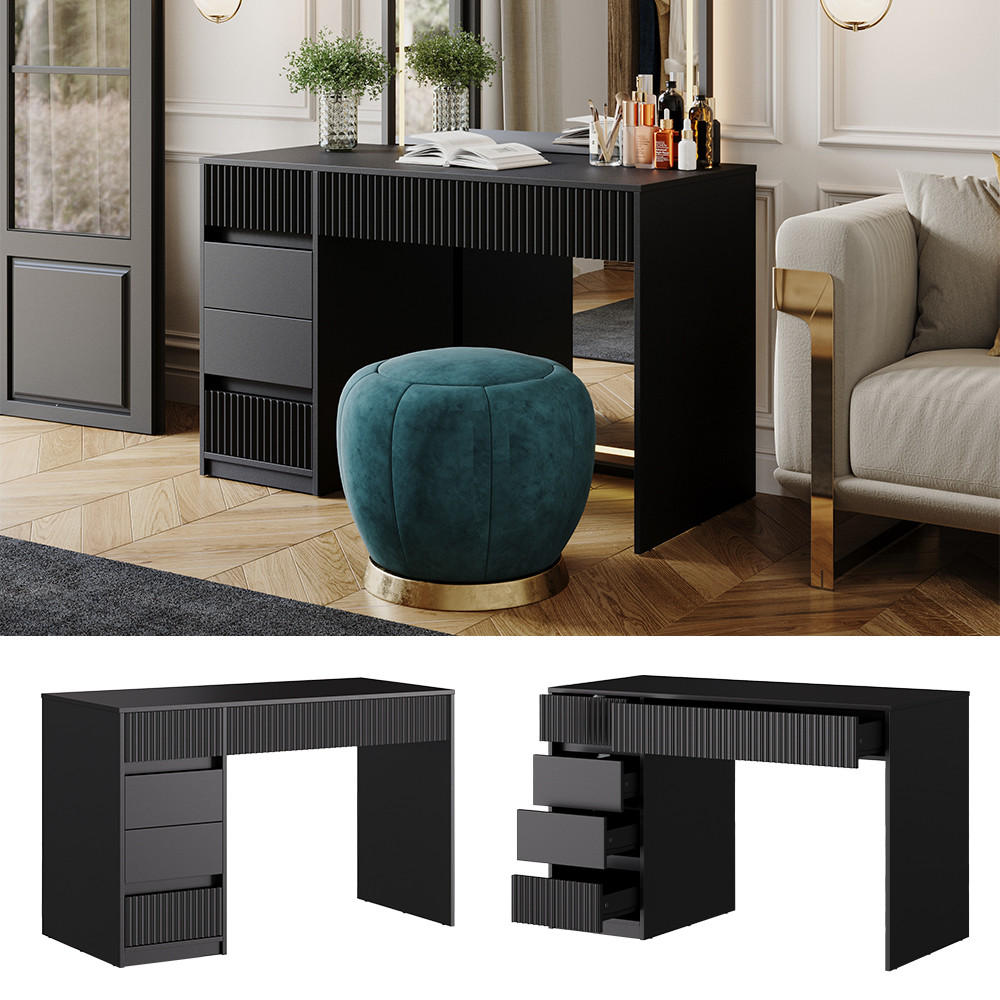 SCHMINKTISCH Omira Schwarz 120 cm ohne Spiegel - Schwarz, Holzwerkstoff (55/120/76cm) - Vicco