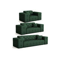 SOFASET Chantal - Grün, Holzwerkstoff/Textil (251/78/96cm) - Fun Möbel