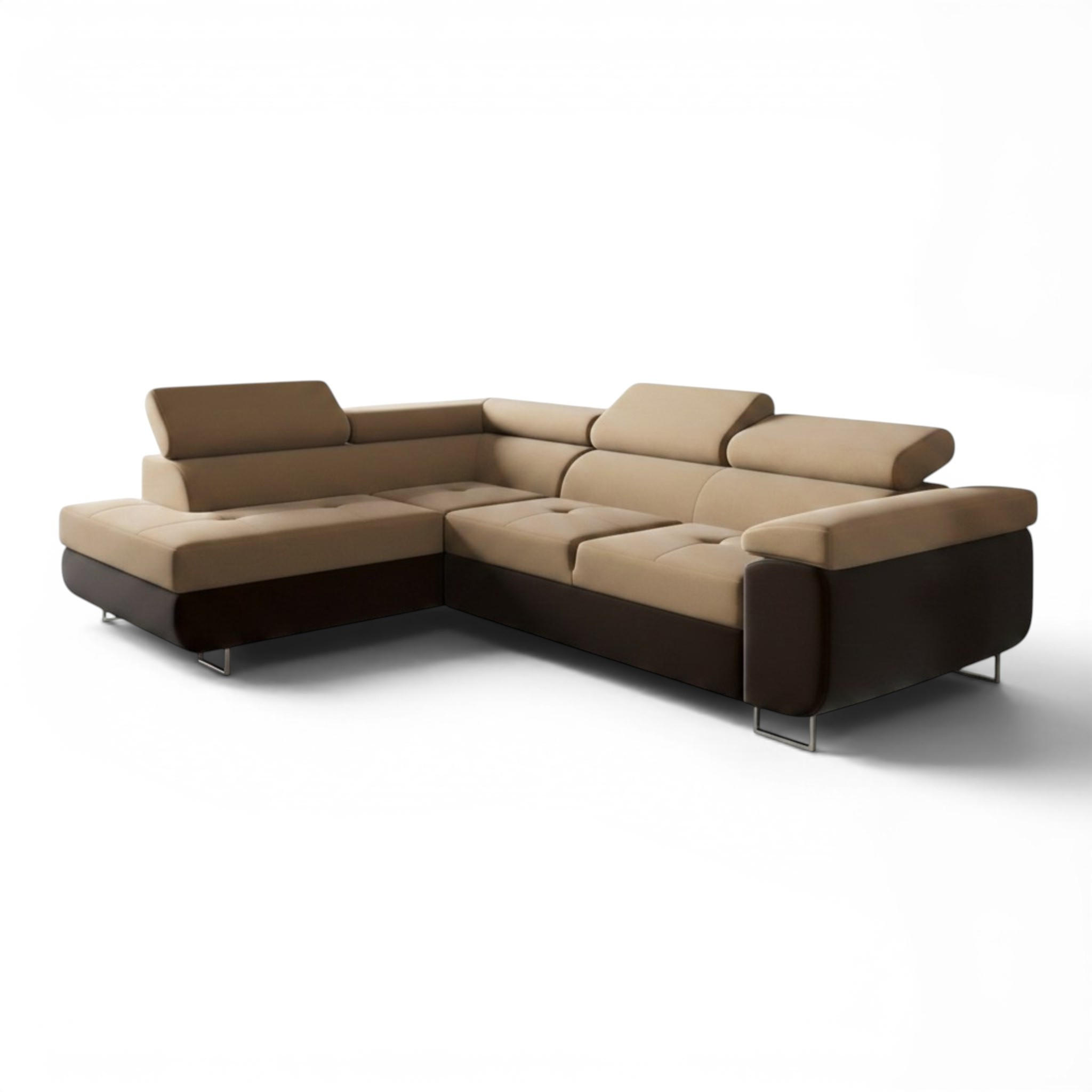 ECKSOFA Jade Mit Schlaffunktion - Dunkelbraun, Holzwerkstoff/Textil (202/275cm) - Fun Möbel